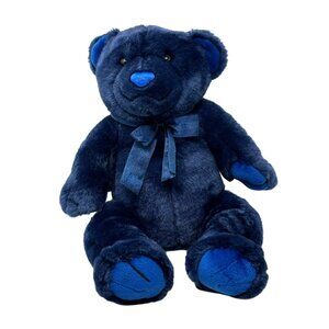 KIDS PREFERRED Dark Navy Blue Bear 17" Plush Bow Vintage 2000